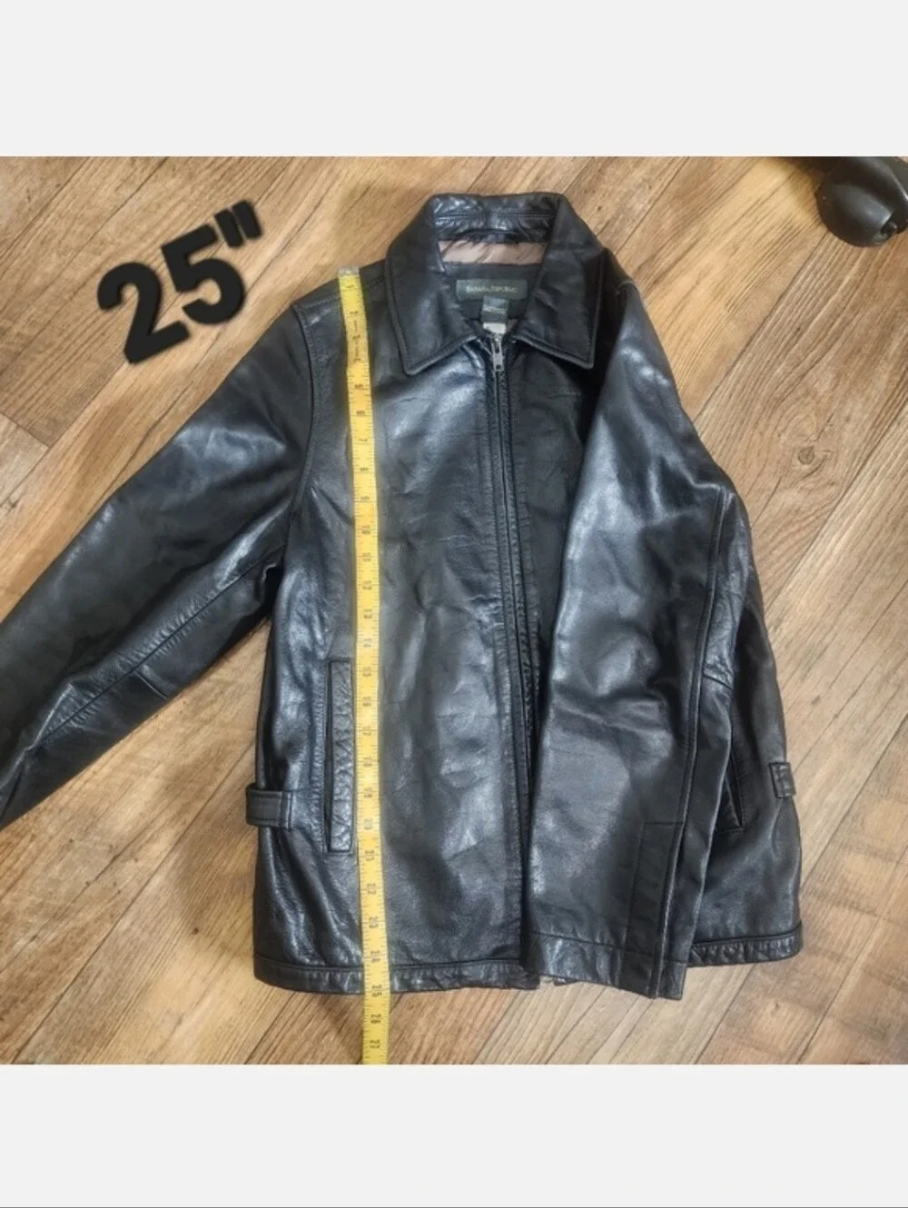 Vintage 90s Banana Republic Made in Korea Heavy Leather Jacket Black - Flawless